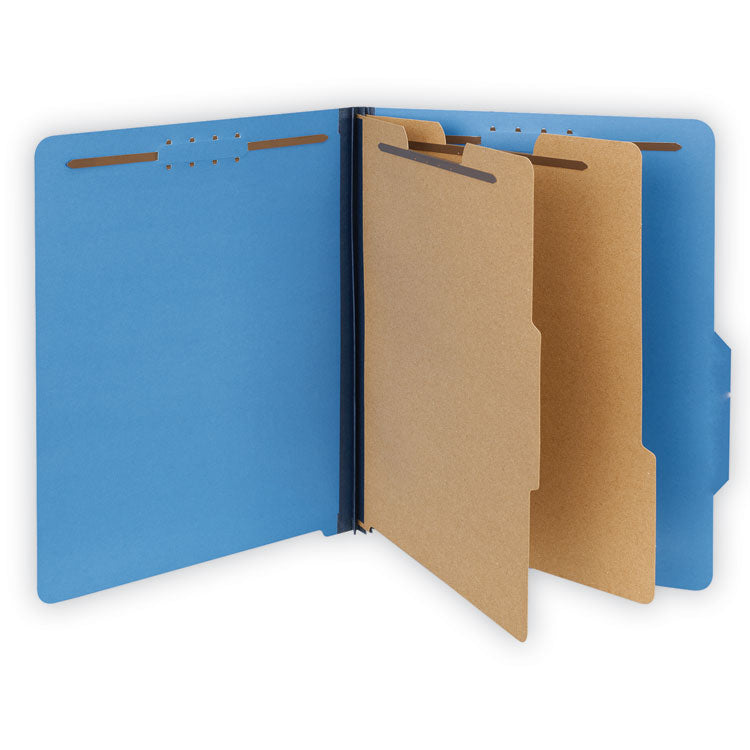 Universal - Bright Colored Pressboard Classification Folders, 2 Dividers, Letter Size, Cobalt Blue Cover, 10/Box