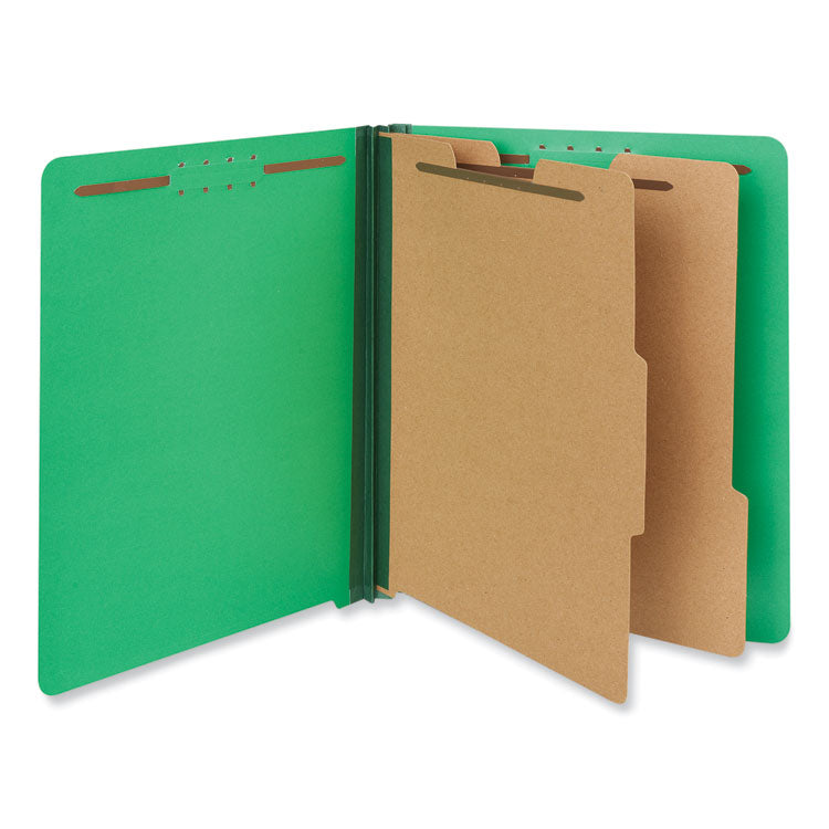 Universal - Bright Colored Pressboard Classification Folders, 2 Dividers, Letter Size, Emerald Green, 10/Box