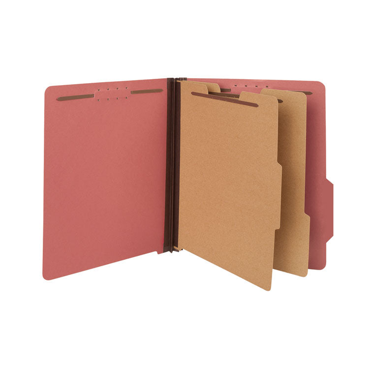 Universal - Bright Colored Pressboard Classification Folders, 2 Dividers, Letter Size, Ruby Red, 10/Box