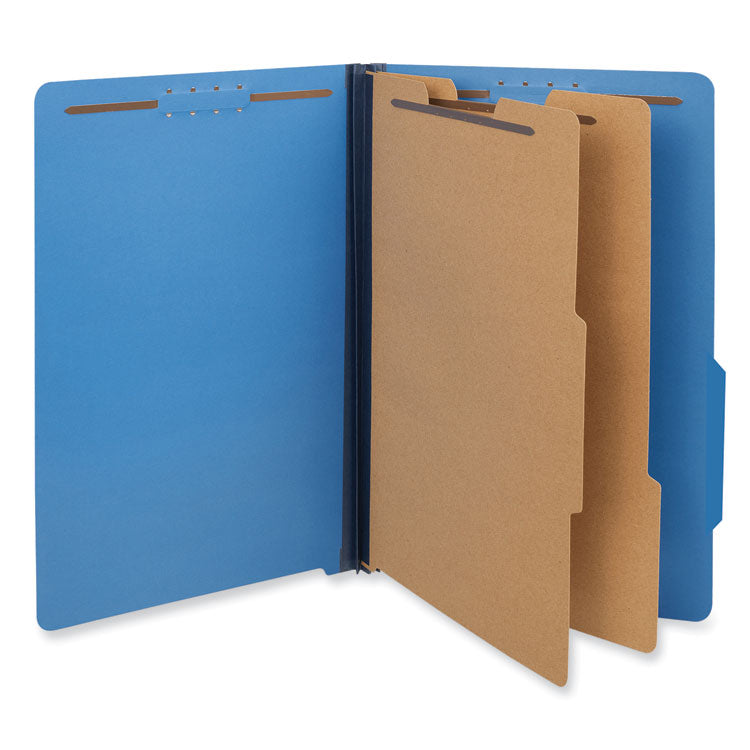 Universal - Bright Colored Pressboard Classification Folders, 2 Dividers, Legal Size, Cobalt Blue, 10/Box