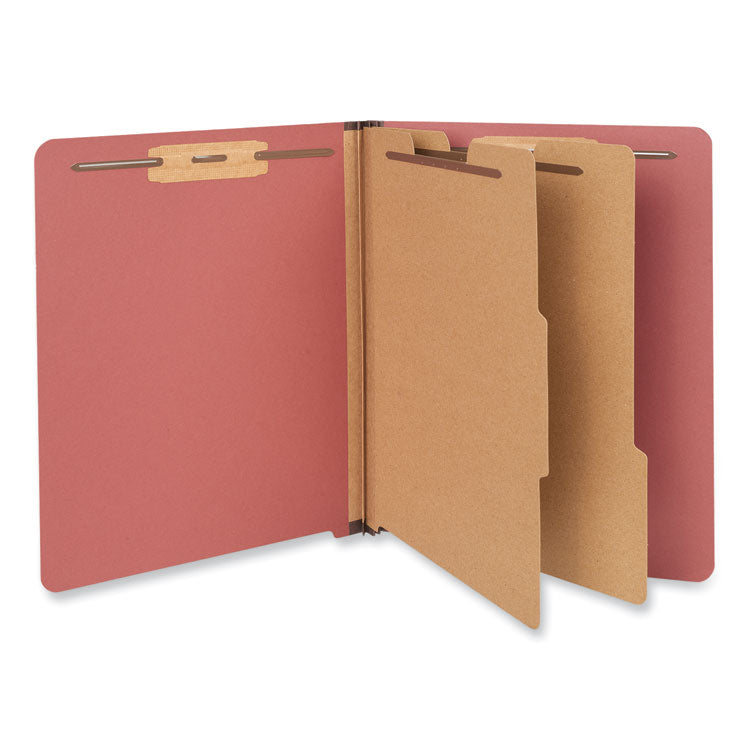 Universal - Red Pressboard End Tab Classification Folders, 2 Dividers, Letter Size, Red, 10/Box