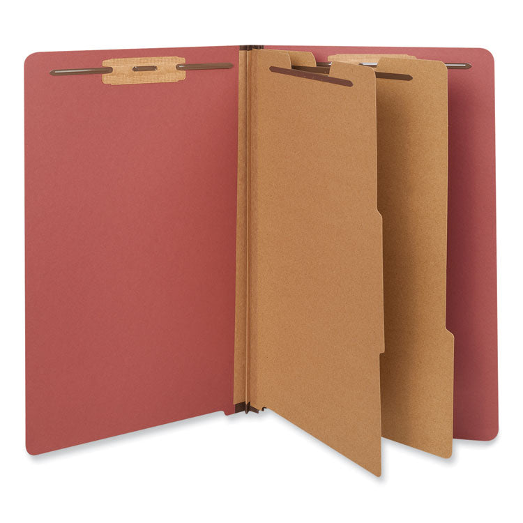 Universal - Red Pressboard End Tab Classification Folders, 2 Dividers, Legal Size, Red, 10/Box