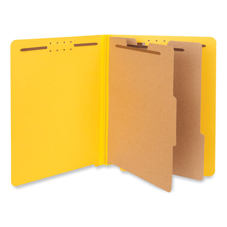 Universal - Deluxe Six-Section Colored Pressboard End Tab Classification Folders, 2 Dividers, Letter Size, Yellow, 10/Box