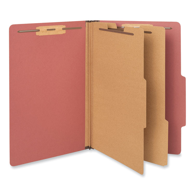 Universal - Six-Section Classification Folders, Heavy-Duty Pressboard Cover, 2 Dividers, 2.5" Expansion, Legal Size, Brick Red, 20/Box