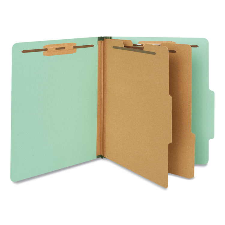 Universal - Six-Section Classification Folders, Heavy-Duty Pressboard Cover, 2 Dividers, 2.5" Expansion, Letter Size, Light Green, 20/Bx