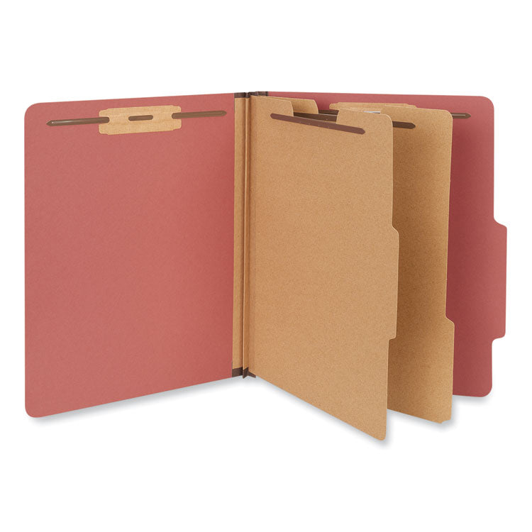 Universal - Six-Section Classification Folders, Heavy-Duty Pressboard Cover, 2 Dividers, 2.5" Expansion, Letter Size, Brick Red, 20/Box