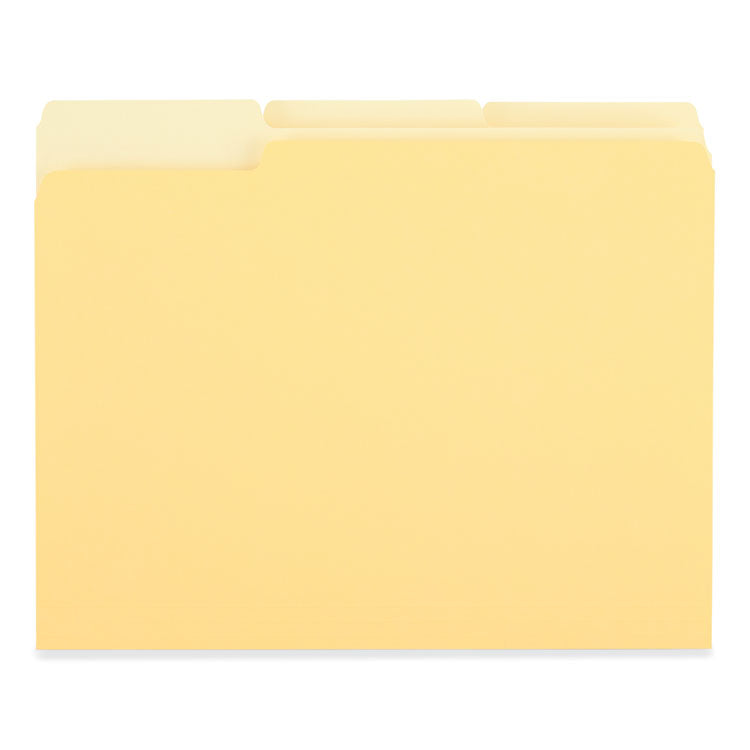 Universal - Deluxe Colored Top Tab File Folders, 1/3-Cut Tabs: Assorted, Letter Size, Yellow/Light Yellow, 100/Box