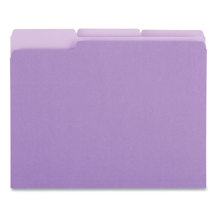 Universal - Deluxe Colored Top Tab File Folders, 1/3-Cut Tabs: Assorted, Letter Size, Violet/Light Violet, 100/Box