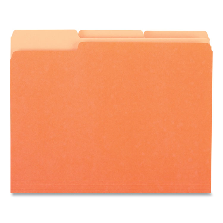 Universal - Deluxe Colored Top Tab File Folders, 1/3-Cut Tabs: Assorted, Letter Size, Orange/Light Orange, 100/Box