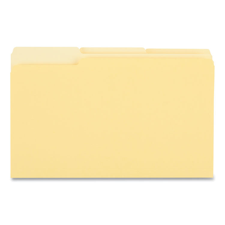 Universal - Deluxe Colored Top Tab File Folders, 1/3-Cut Tabs: Assorted, Legal Size, Yellow/Light Yellow, 100/Box