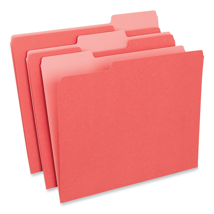 Universal - Interior File Folders, 1/3-Cut Tabs: Assorted, Letter Size, 11-pt Stock, Red, 100/Box