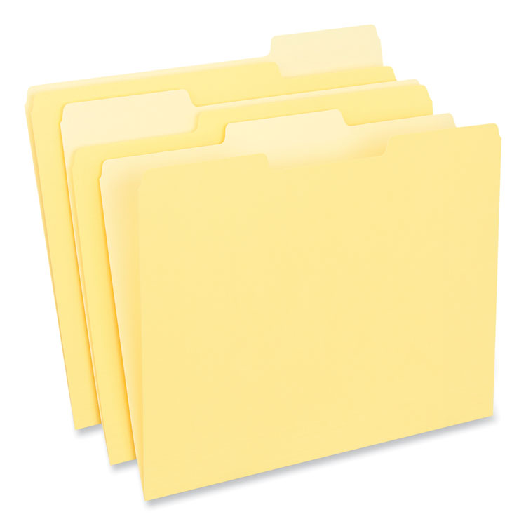 Universal - Interior File Folders, 1/3-Cut Tabs: Assorted, Letter Size, 11-pt Stock, Yellow, 100/Box