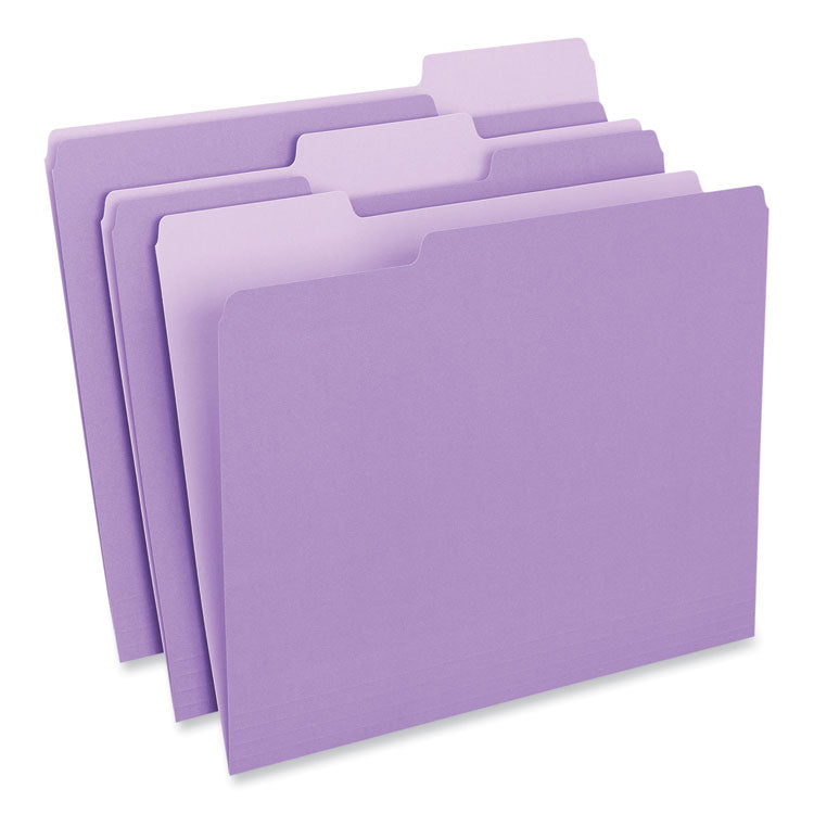 Universal - Interior File Folders, 1/3-Cut Tabs: Assorted, Letter Size, 11-pt Stock, Violet, 100/Box