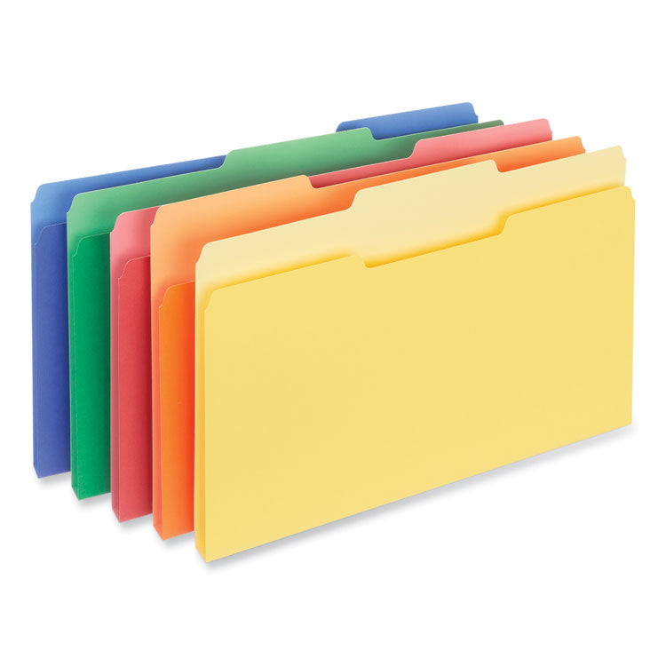 Universal - Interior File Folders, 1/3-Cut Tabs: Assorted, Letter Size, 11-pt Stock, Assorted Colors, 100/Box