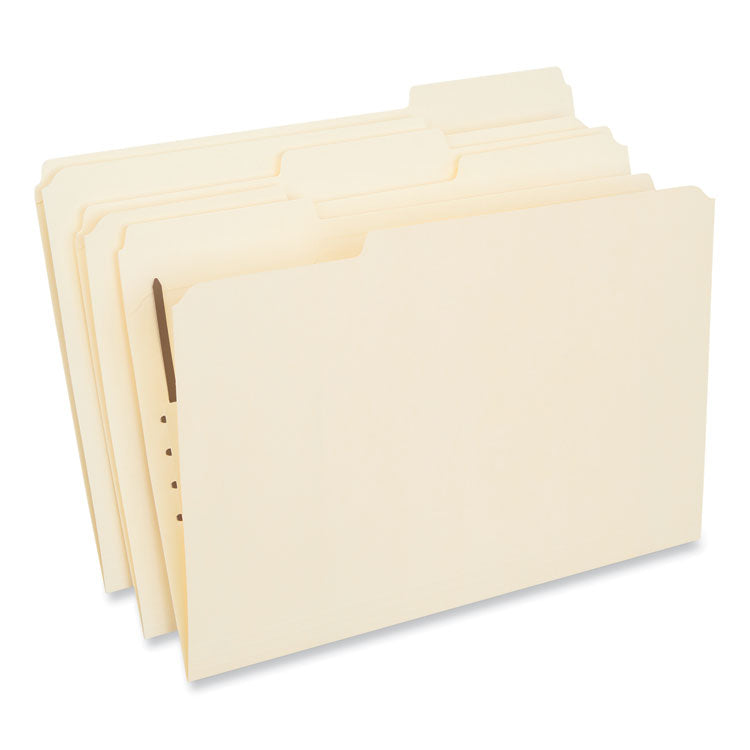 Universal - Reinforced Top Tab Fastener Folders, 1 Fastener, Legal Size, Manila Exterior, 50/Box