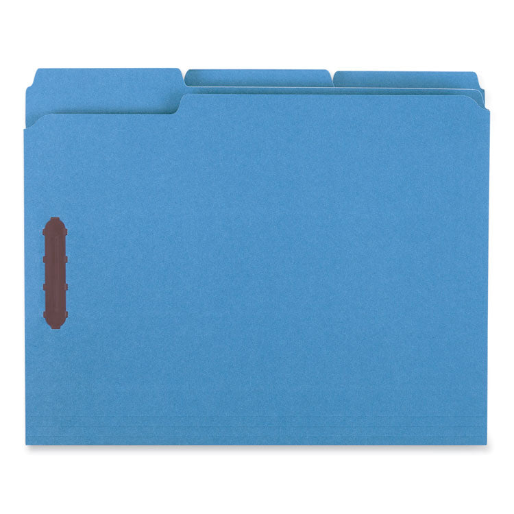 Universal - Deluxe Reinforced Top Tab Fastener Folders, 2 Fasteners, Letter Size, Blue Exterior, 50/Box