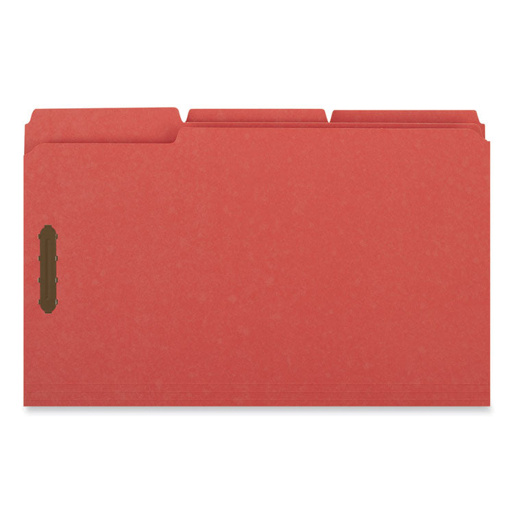 Universal - Deluxe Reinforced Top Tab Fastener Folders, 2 Fasteners, Legal Size, Red Exterior, 50/Box