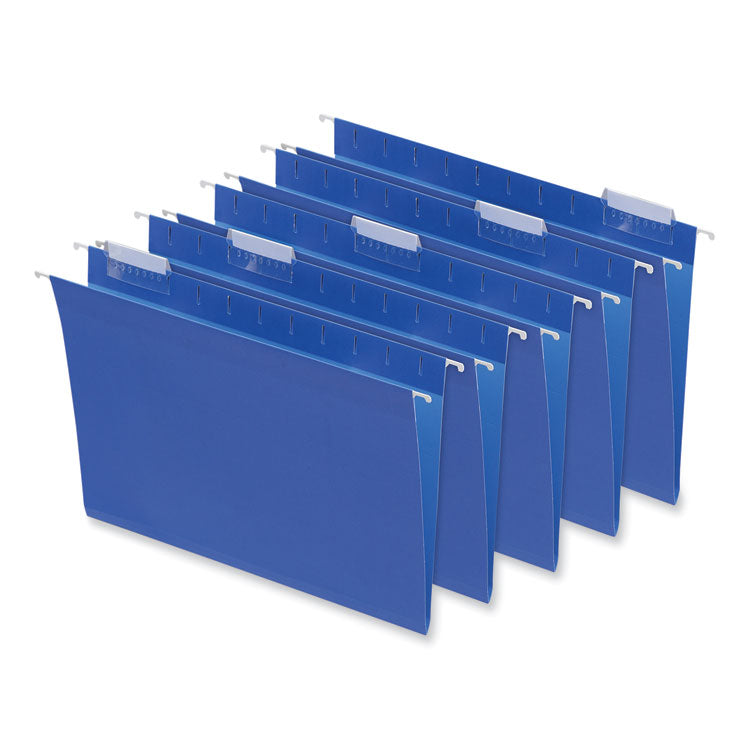 Universal - Deluxe Bright Color Hanging File Folders, Letter Size, 1/5-Cut Tabs, Blue, 25/Box