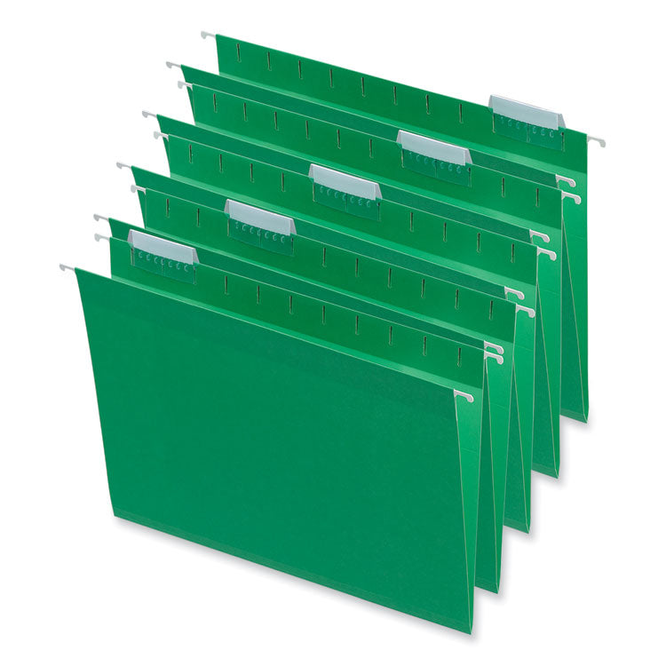 Universal - Deluxe Bright Color Hanging File Folders, Letter Size, 1/5-Cut Tabs, Bright Green, 25/Box