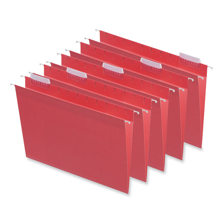 Universal - Deluxe Bright Color Hanging File Folders, Letter Size, 1/5-Cut Tabs, Red, 25/Box