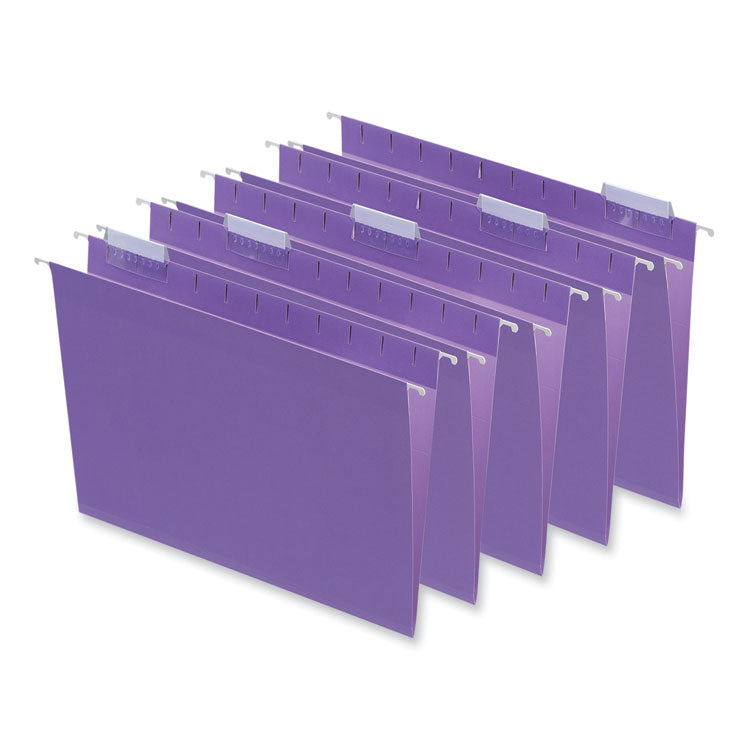 Universal - Deluxe Bright Color Hanging File Folders, Letter Size, 1/5-Cut Tabs, Violet, 25/Box