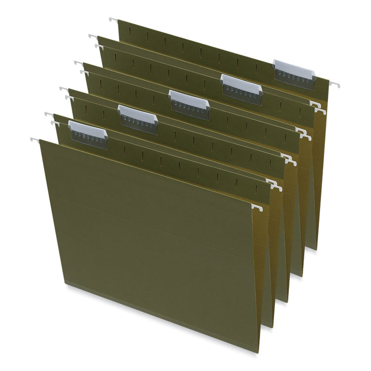 Universal - Box Bottom Hanging File Folders, 1" Capacity, Letter Size, 1/5-Cut Tabs, Standard Green, 25/Box