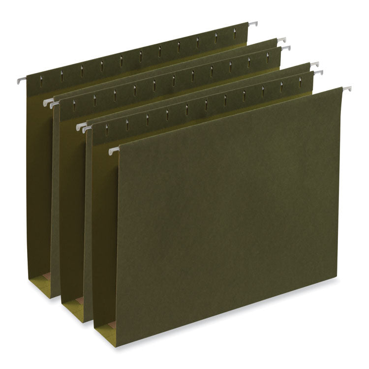 Universal - Box Bottom Hanging File Folders, 2" Capacity, Letter Size, 1/5-Cut Tabs, Standard Green, 25/Box