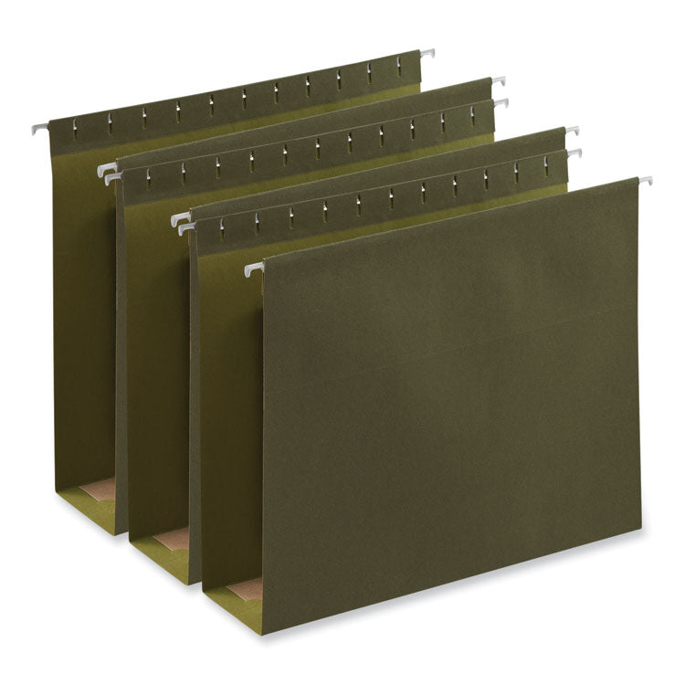 Universal - Box Bottom Hanging File Folders, 3" Capacity, Letter Size, 1/5-Cut Tabs, Standard Green, 25/Box