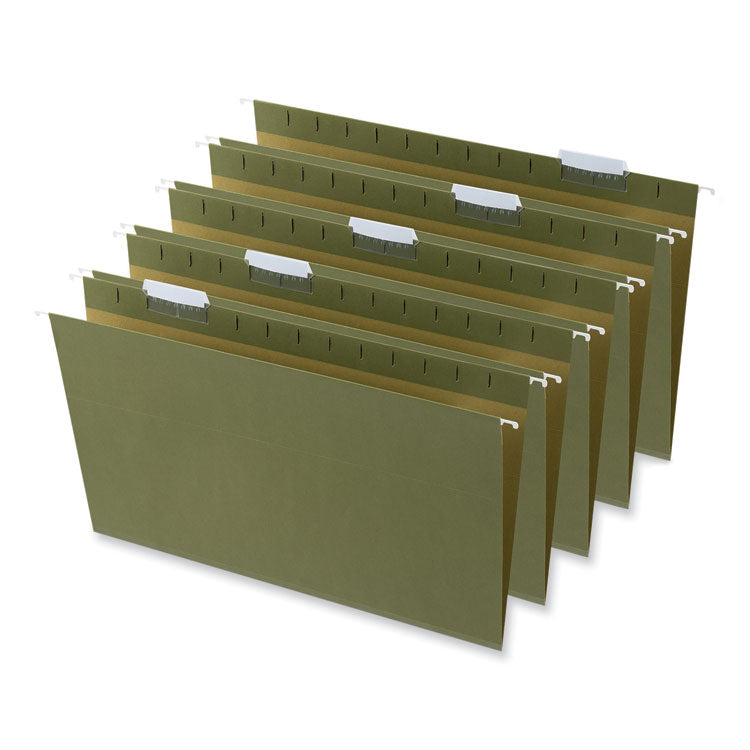 Universal - Box Bottom Hanging File Folders, 1" Capacity, Legal Size, 1/5-Cut Tabs, Standard Green, 25/Box