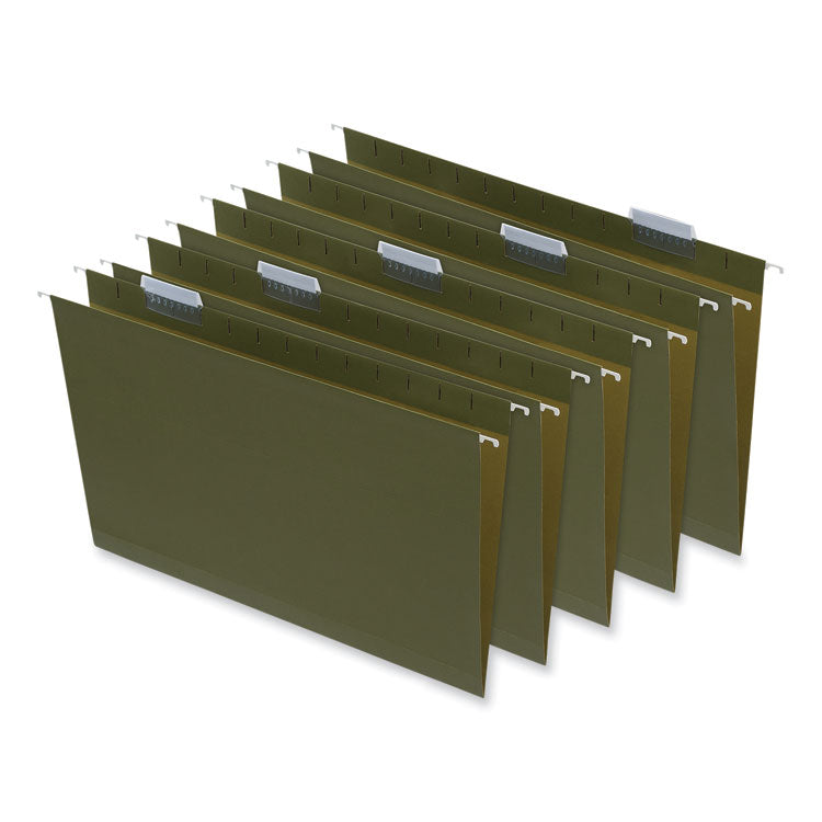 Universal - Box Bottom Hanging File Folders, 2" Capacity, Legal Size, 1/5-Cut Tabs, Standard Green, 25/Box