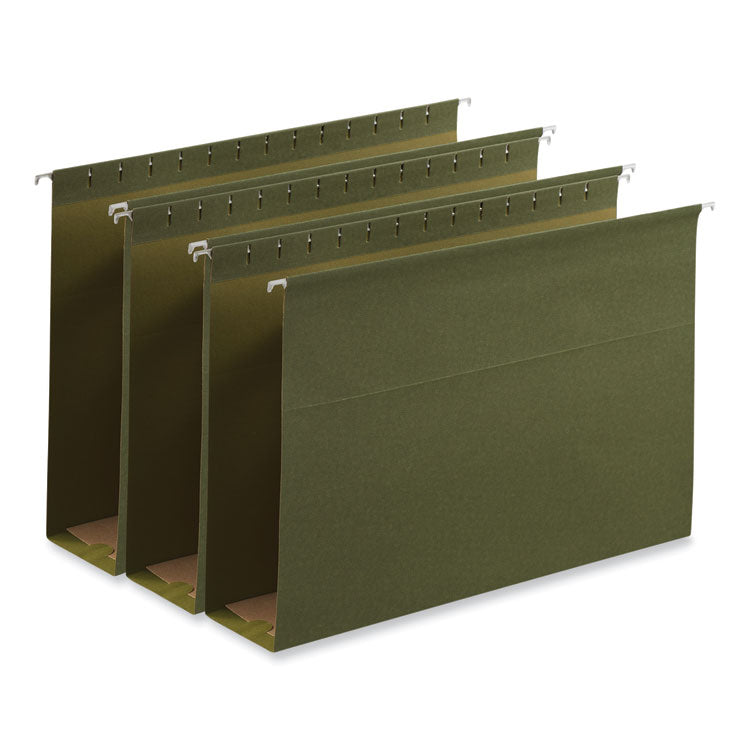 Universal - Box Bottom Hanging File Folders, 3" Capacity, Legal Size, 1/5-Cut Tabs, Standard Green, 25/Box