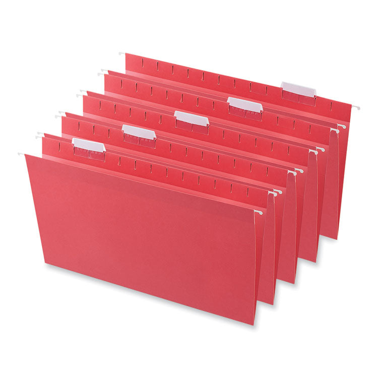 Universal - Deluxe Bright Color Hanging File Folders, Legal Size, 1/5-Cut Tabs, Red, 25/Box