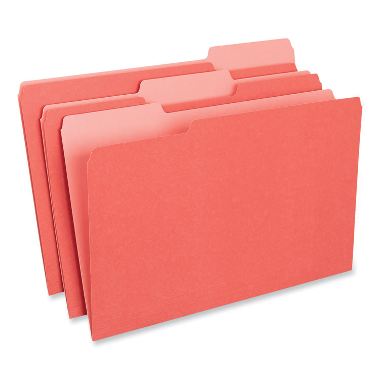 Universal - Interior File Folders, 1/3-Cut Tabs: Assorted, Legal Size, 11-pt Stock, Red, 100/Box