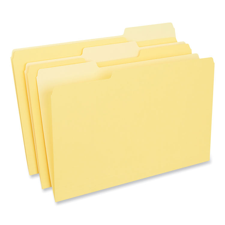 Universal - Interior File Folders, 1/3-Cut Tabs: Assorted, Legal Size, 11-pt Stock, Yellow, 100/Box