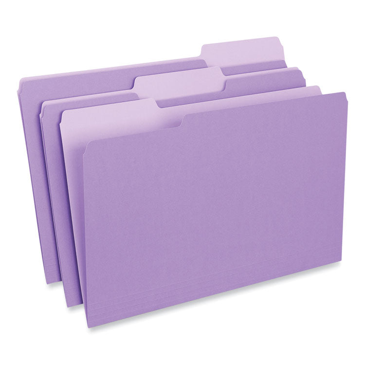 Universal - Interior File Folders, 1/3-Cut Tabs: Assorted, Legal Size, 11-pt Stock, Violet, 100/Box