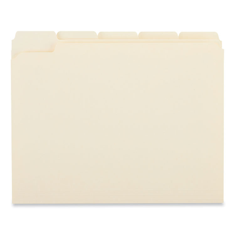 Universal - Double-Ply Top Tab Manila File Folders, 1/5-Cut Tabs: Assorted, Letter Size, 0.75" Expansion, Manila, 100/Box