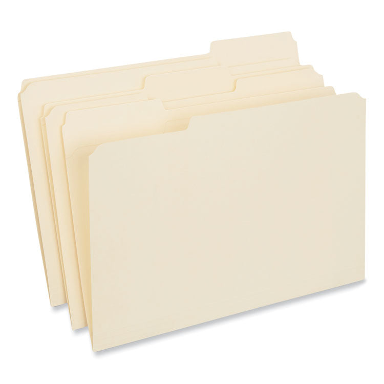 Universal - Double-Ply Top Tab Manila File Folders, 1/3-Cut Tabs: Assorted, Legal Size, 0.75" Expansion, Manila, 100/Box