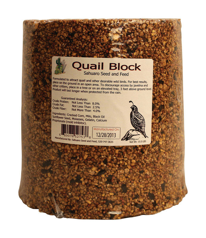 SAHUARO SEED - Sahuaro Seed Quail Corn Bird Food Block 15 lb