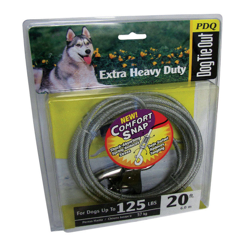 PDQ - PDQ Silver Tie-Out Vinyl Coated Cable Dog Tie Out X-Large [Q5720SPG99]