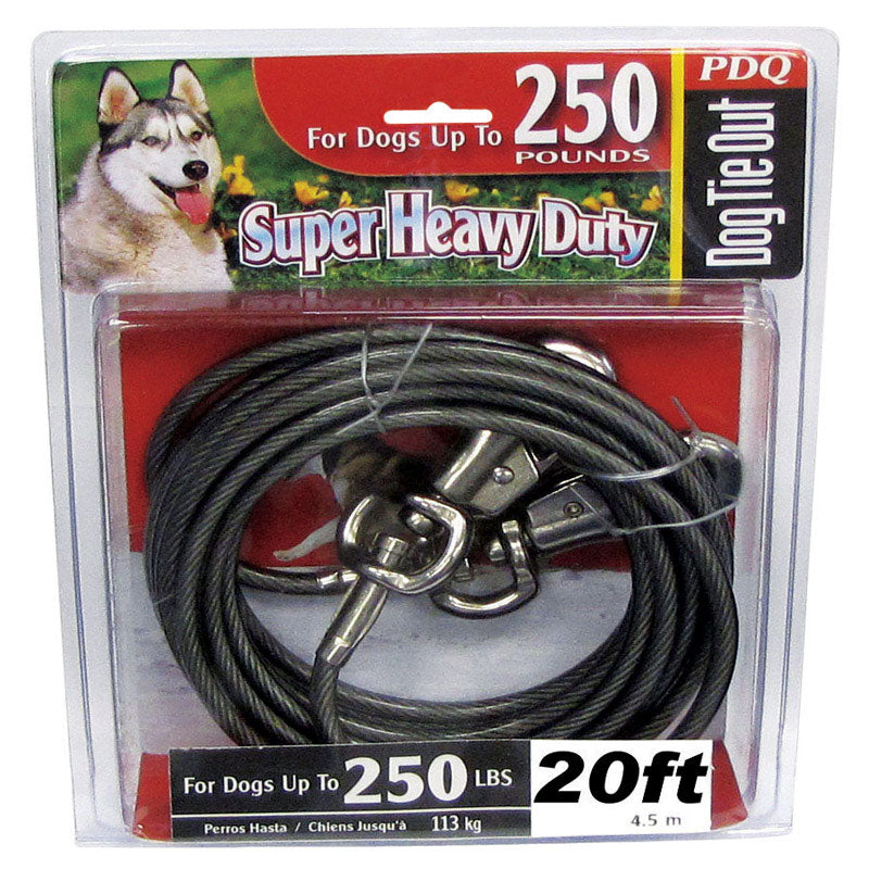 PDQ - PDQ Silver Tie-Out Vinyl Coated Cable Dog Tie Out X-Large [Q682000099]