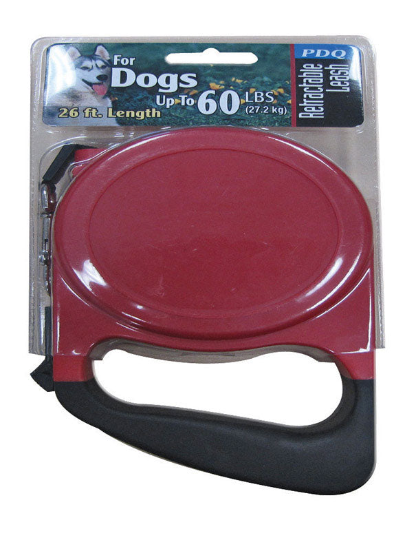 PDQ - PDQ Red / Black Cotton/Nylon Dog Retractable Leash Medium/Large