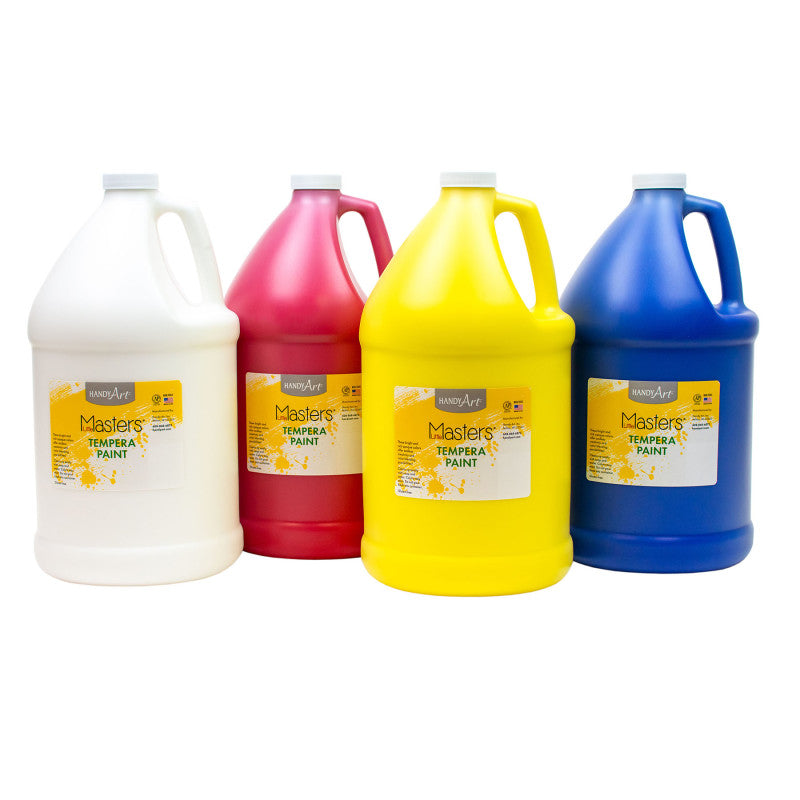 HANDY ART - Little Masters® Tempera Paint - 4 Gallon Kit, White, Yellow, Red, Blue