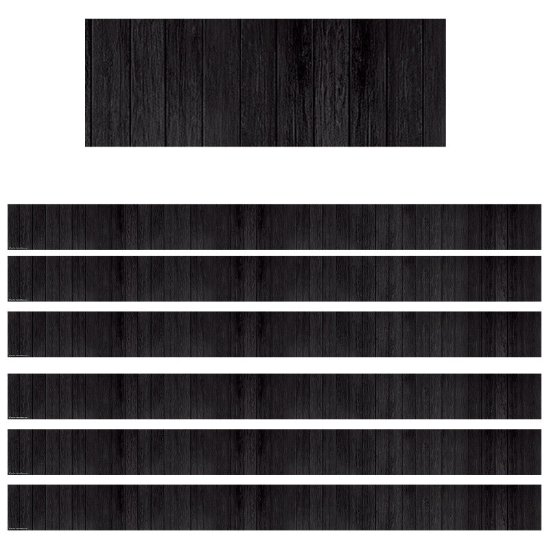 TEACHER CREATED RESOURCES - Black Wood Straight Border Trim, 35 Feet, 6 Packs