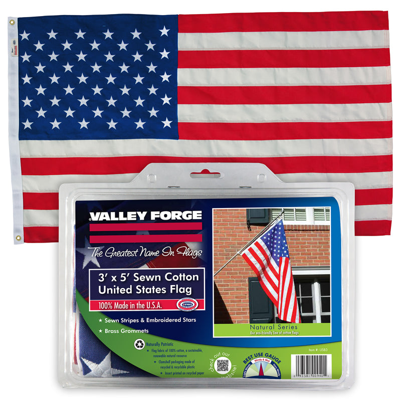 VALLEY FORGE - Valley Forge Best USA Flag 5 ft. W X 3 ft. L