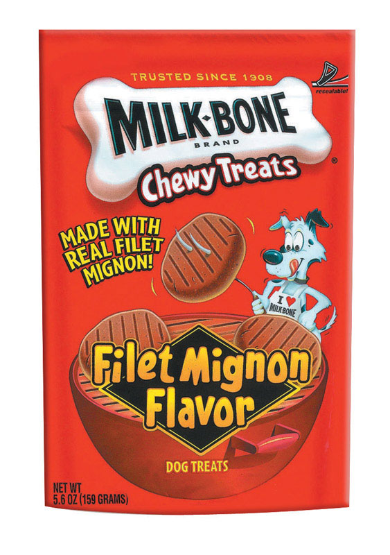 MILK BONE - Milk Bone Chewy Treats Filet Mignon Flavor Biscuit For Dogs 5.6 oz 1 pk - Case of 10