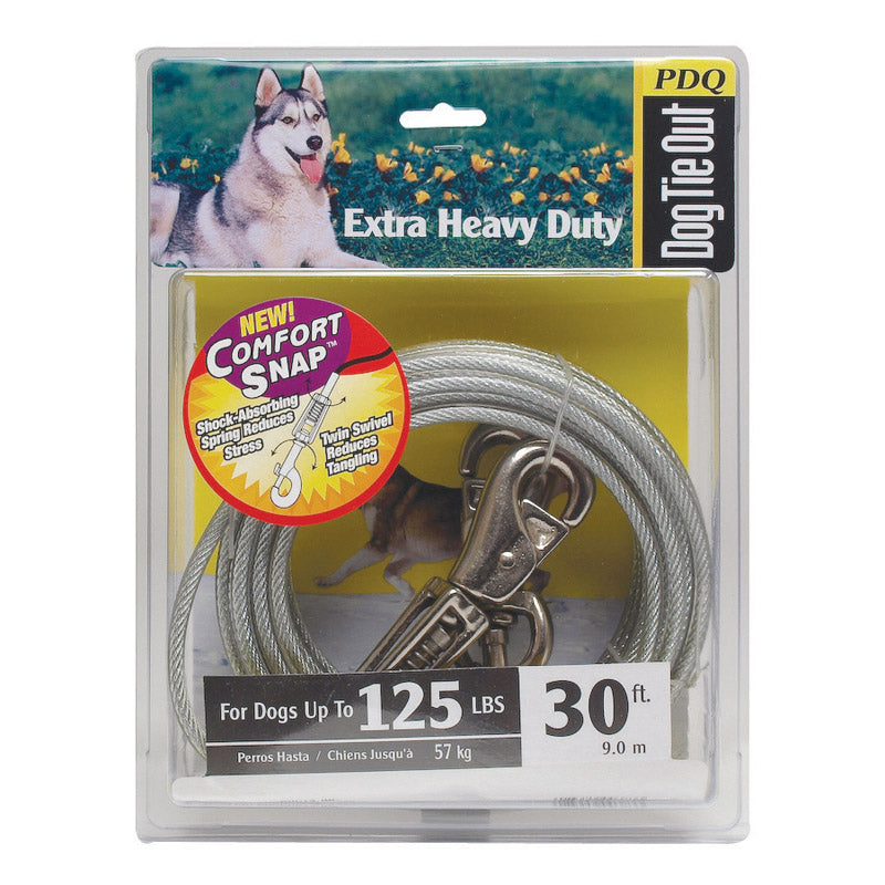 PDQ - PDQ Silver Tie-Out Vinyl Coated Cable Dog Tie Out X-Large [Q5730SPG99]