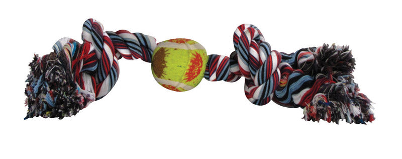 BOSS PET - Boss Pet Digger's Multicolored Cotton Rope with Tennis Ball Rope with Tennis Ball Dog Toy Large 1 pk