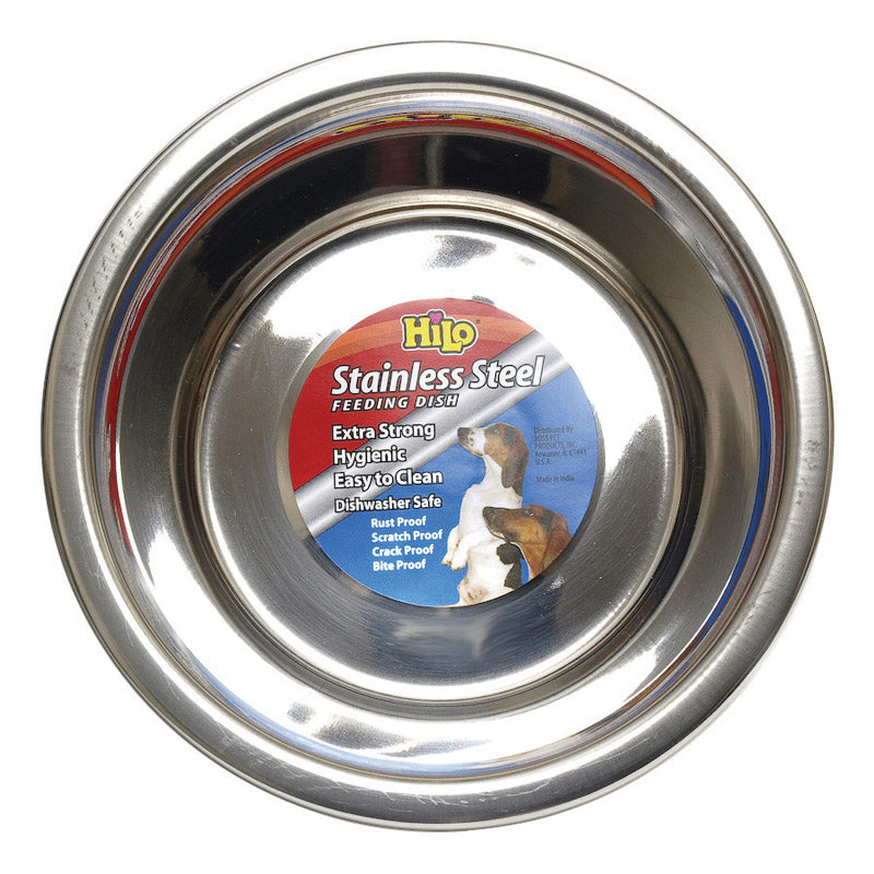 HILO - Hilo Silver Plain Stainless Steel 1 qt Pet Dish For Dogs