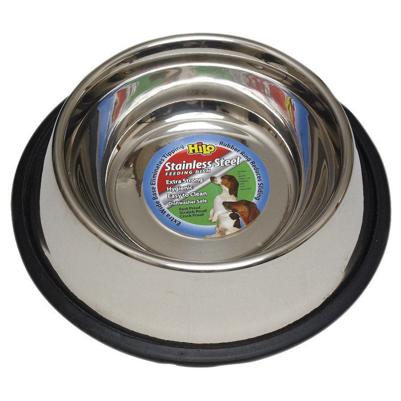 HILO - Hilo Silver Non-Skid Stainless Steel 16 oz Pet Dish For Dog