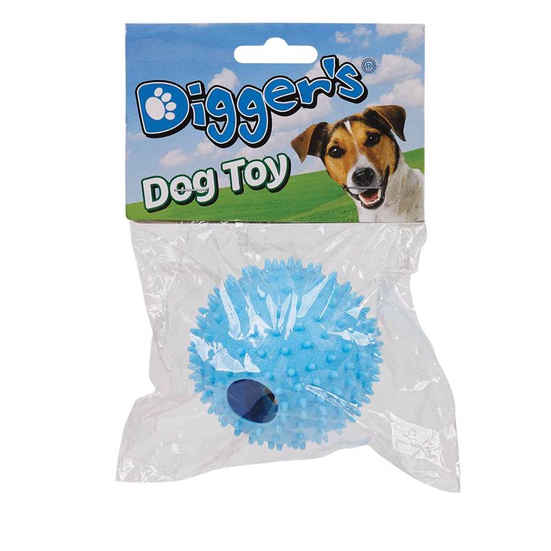 BOSS PET - Boss Pet Digger's Blue Rubber Spiked TPR Ball w/Bell Ball Dog Toy Small 1 pk